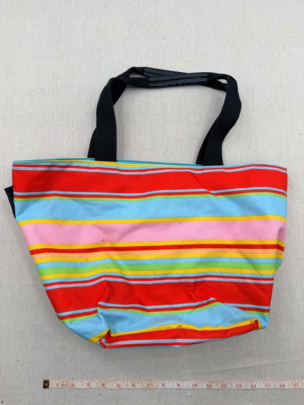 Vincelli Striped Multicolor Tote Bag with Black Handles